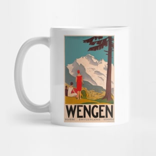 Wengen, Switzerland - Vintage Travel Poster Design Mug